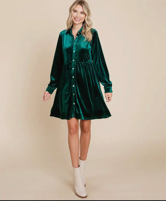 Emerald Velvet Dress