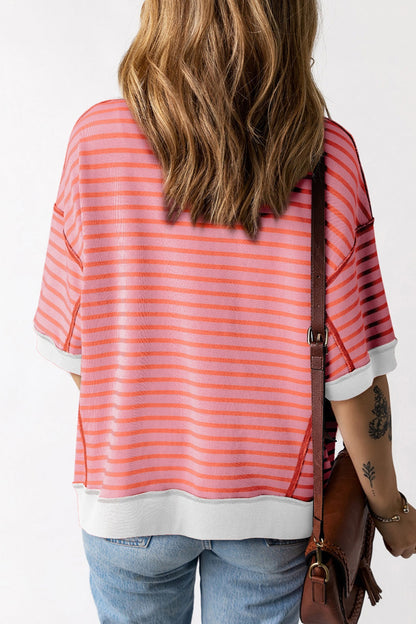 Striped Round Neck Half Sleeve T-Shirt