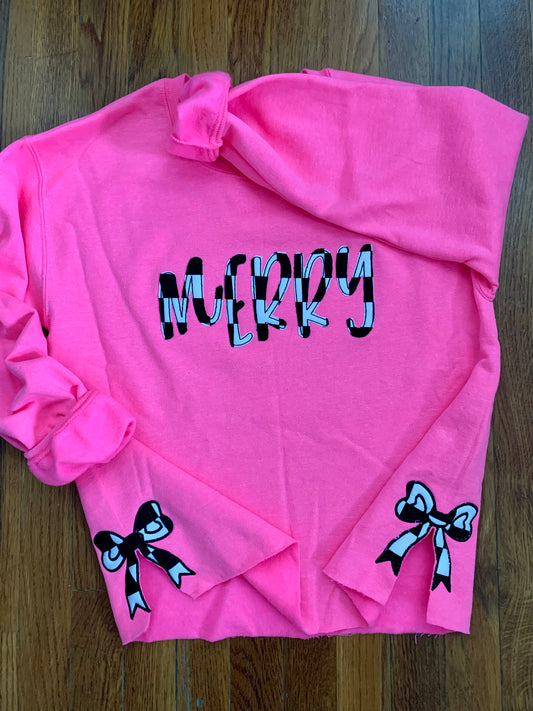 Side Bow Appliqué Embroidered Crewneck