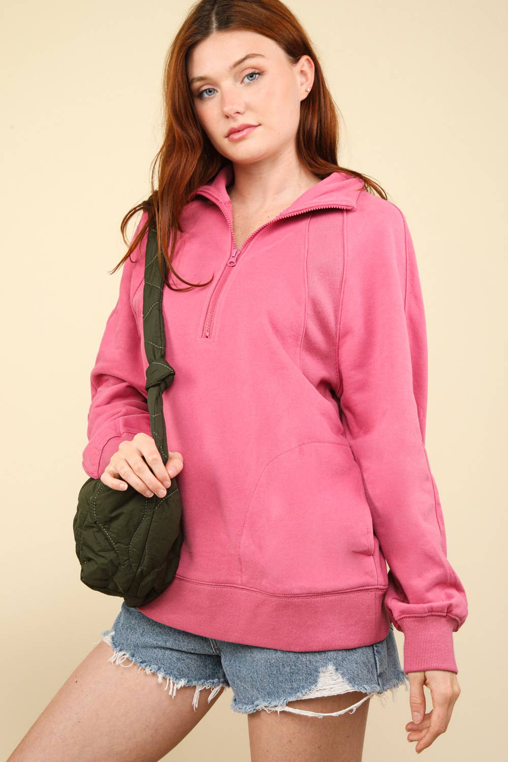 Oversized Sweatshirt Henley | ROSE