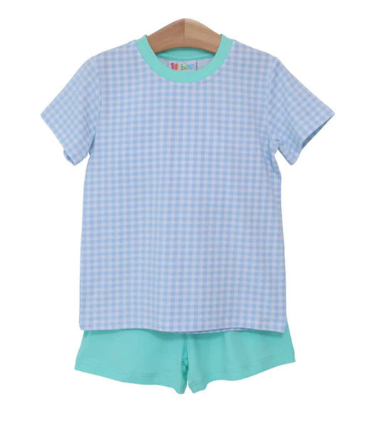 Mint Gingham Boy Short Set