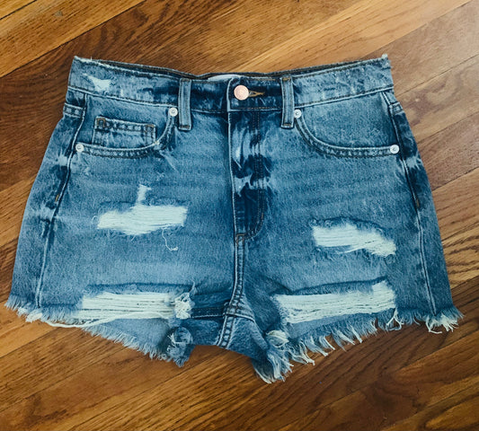 Melody Medium Wash Distressed Denim Shorts