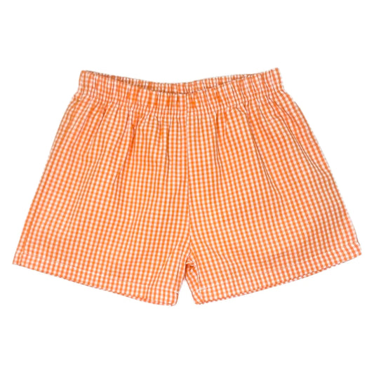 Boys Orange Gingham Shorts