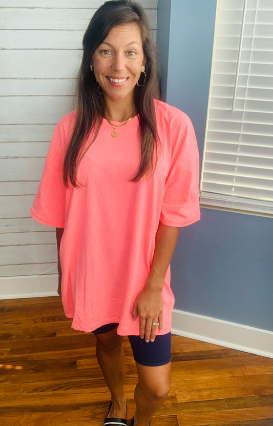 Everyday Oversize Boyfriend Tee - Coral Pink