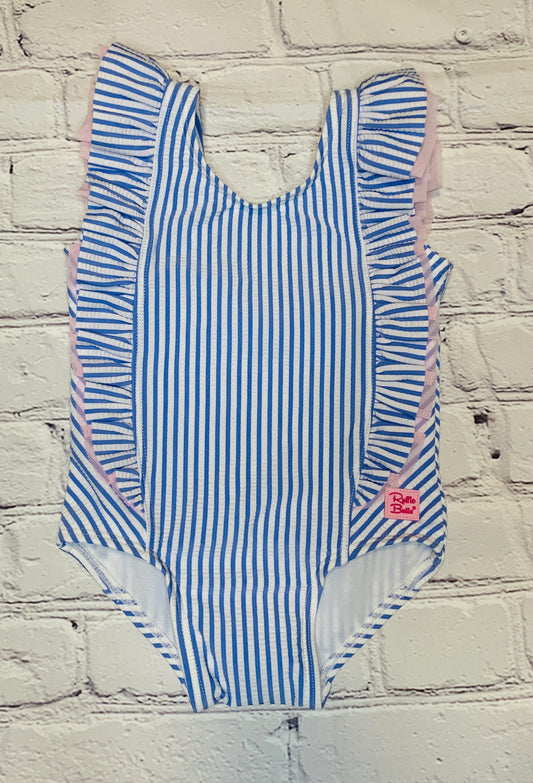 Blue Seersucker One Piece