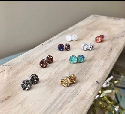 Raw Druzy Stud Earrings