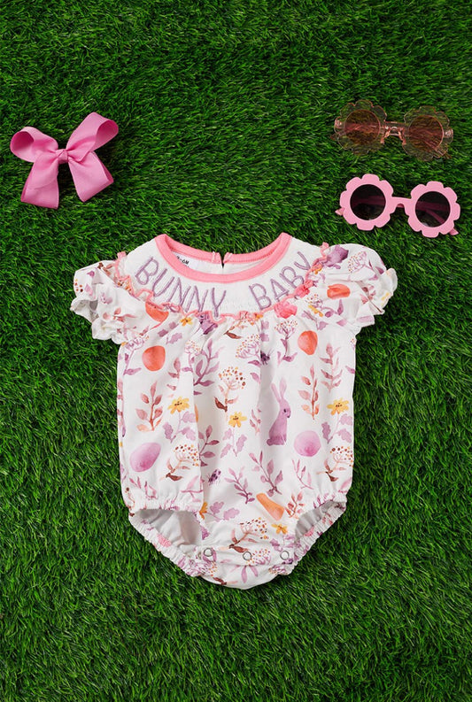 Floral Bunny Smocked Bubble