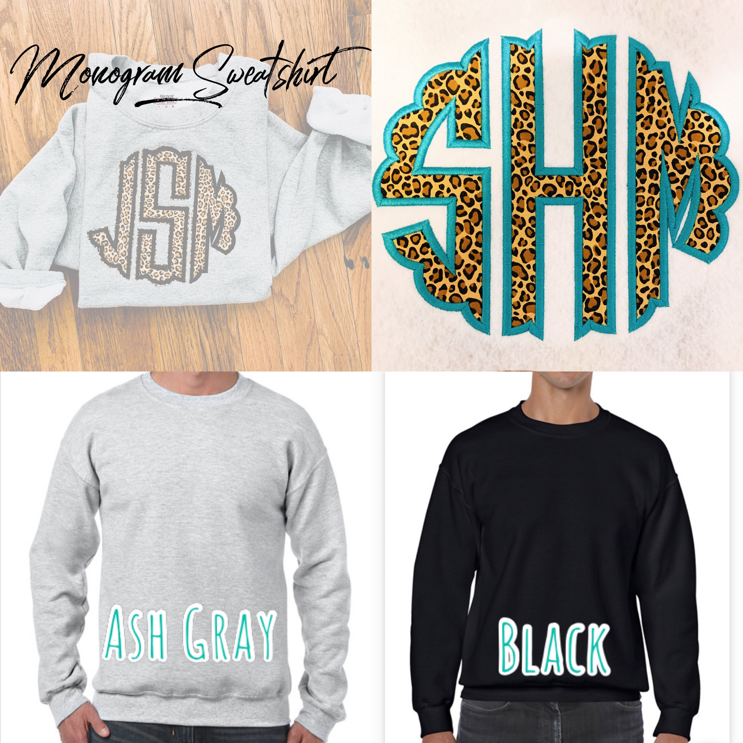 Leopard Print Monogram Sweatshirt Modern Magnolia Boutique